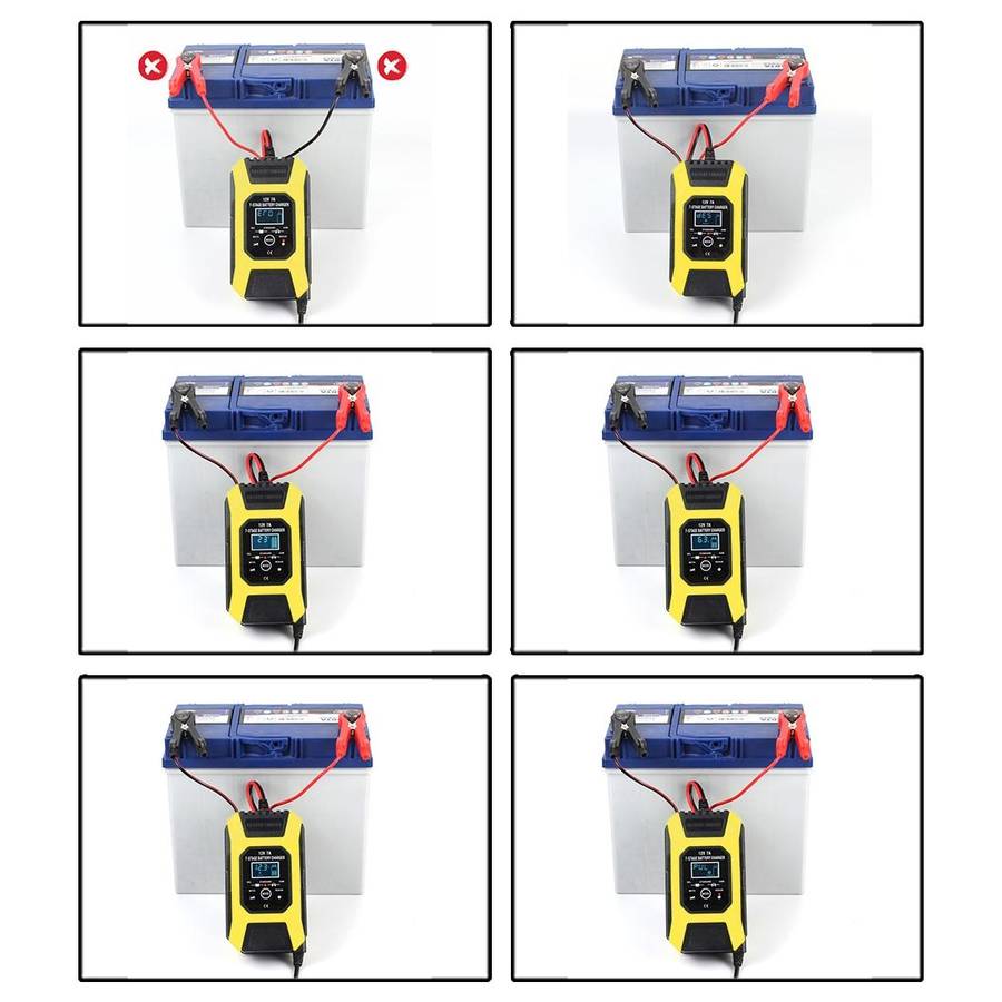FOXSUR Car / Motorcycle Repair Charger 12V 7A 7-stage + Multi-battery Mode Lead-acid Battery Char...