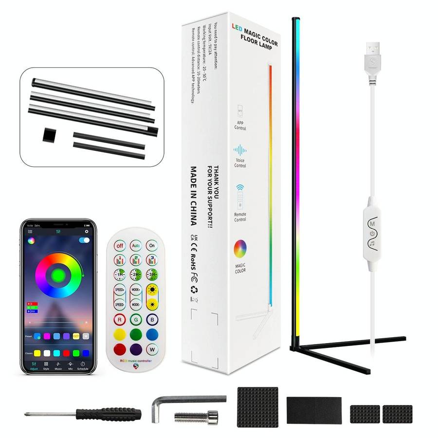 LED Symphony RGB Atmosphere Floor Light with Remote Control, Length:1.2m