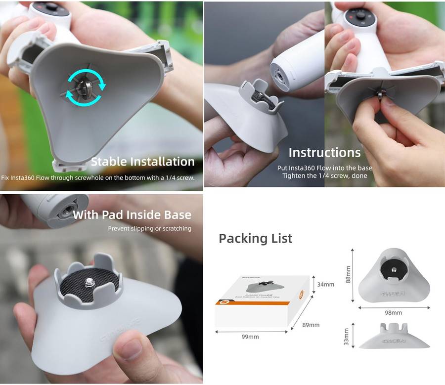 For Insta360 Flow Sunnylife Plastic Gimbal Tripod Base Stand (Grey)