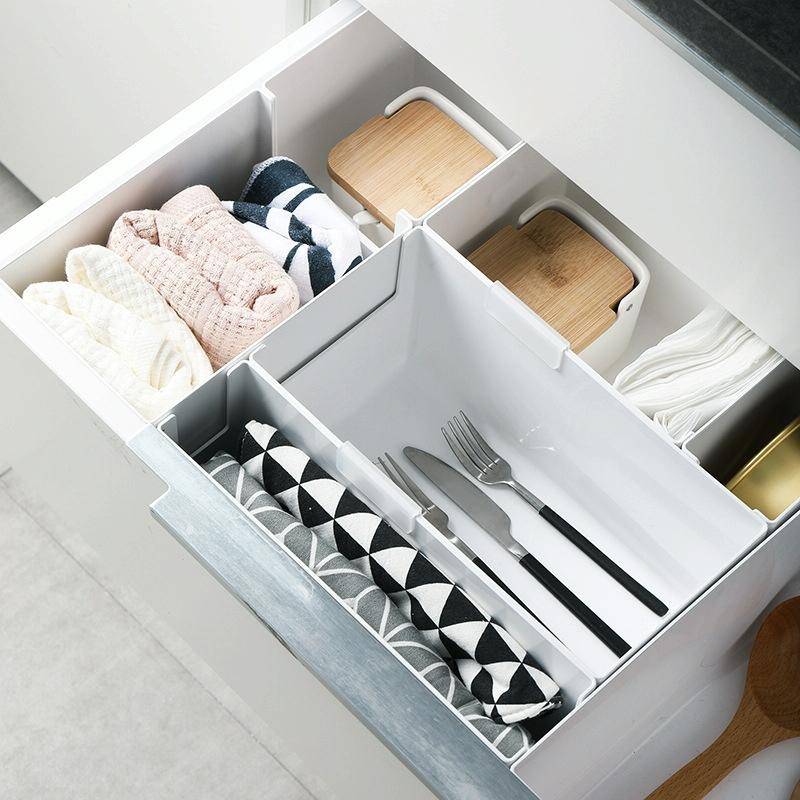 Cabinet Drawer Storage Organizer Box With Classification Label Clip, Style: Narrow Small