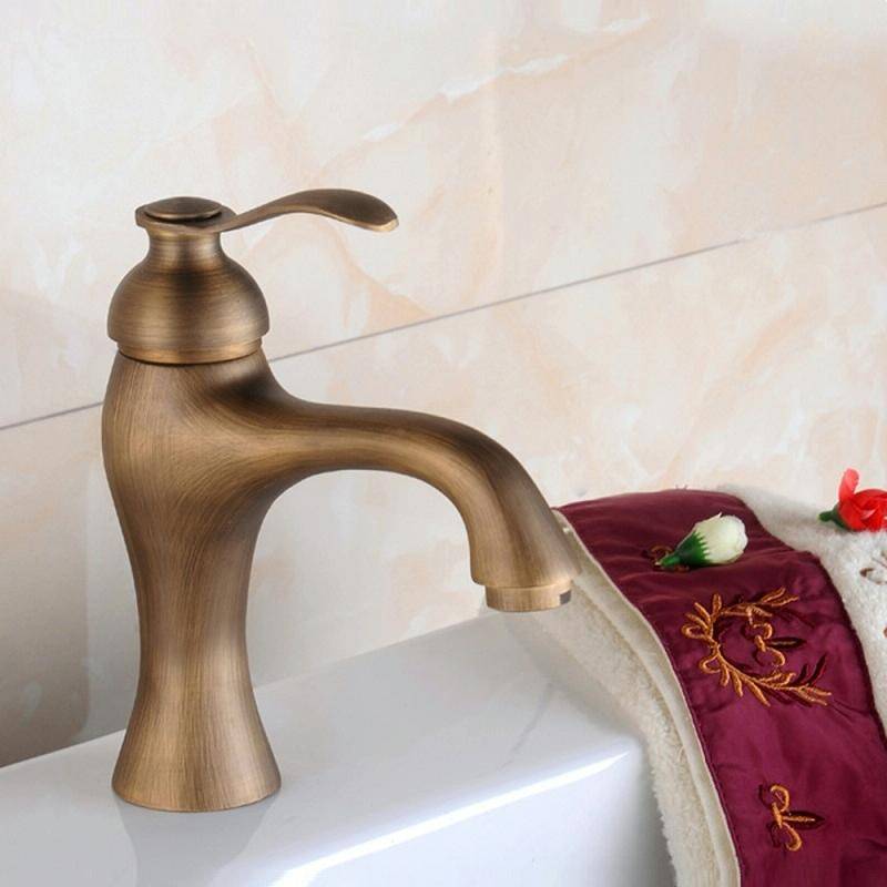 YP-5335 Antique Copper Single-Hole Under-Counter Basin Hot & Cold Water Faucet