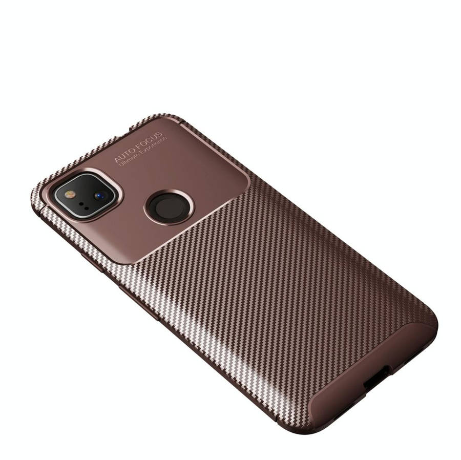 For Google Pixel 4a Carbon Fiber Texture Shockproof TPU Case(Brown)