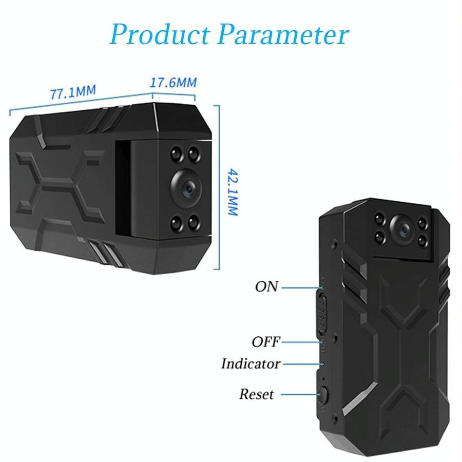 WD16 Mini HD WiFi Camera 180 Degrees Recorder with Back Clip(Black)