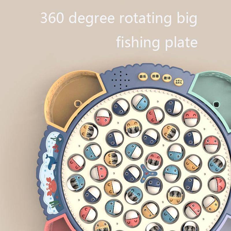 Magnetic Fishing Toy Children Educational Multifunctional Music Rotating Fishing Plate, Colour: H...