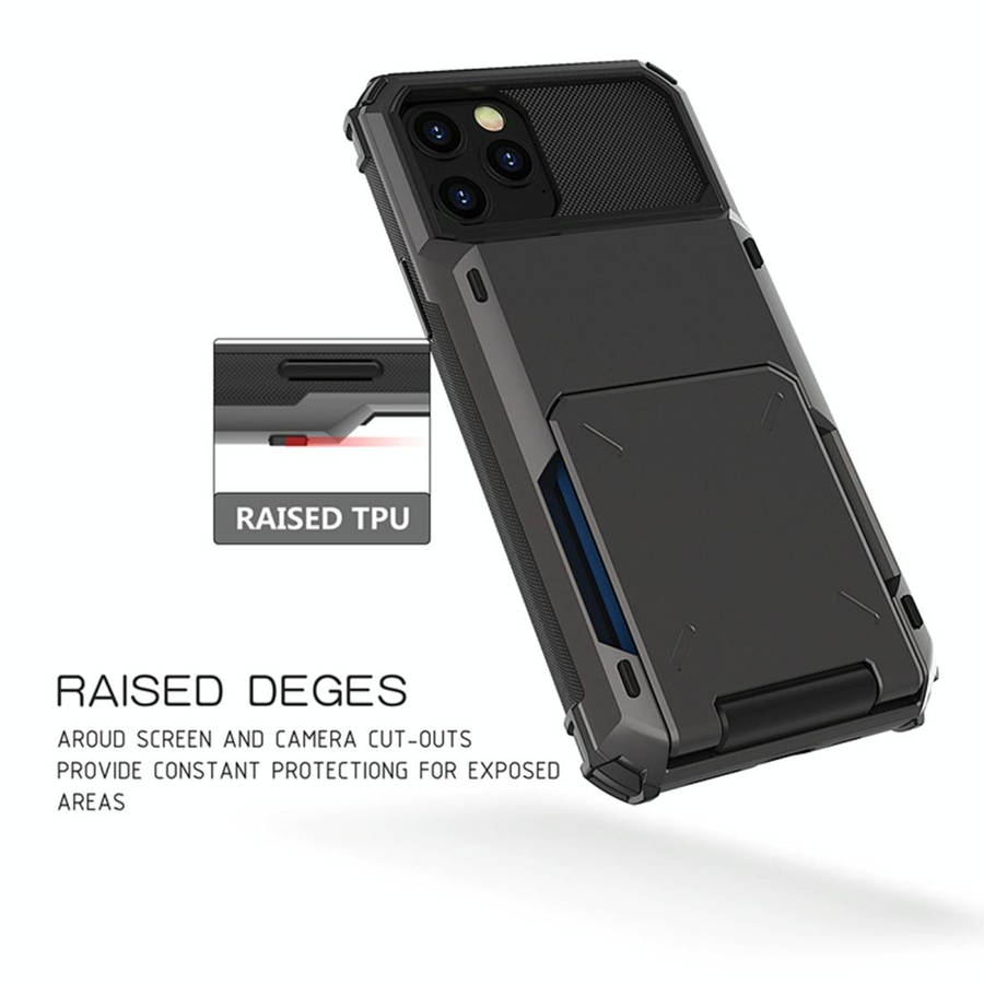 For iPhone 12 mini Scratch-Resistant Shockproof Heavy Duty Rugged Armor Protective Case with Card...