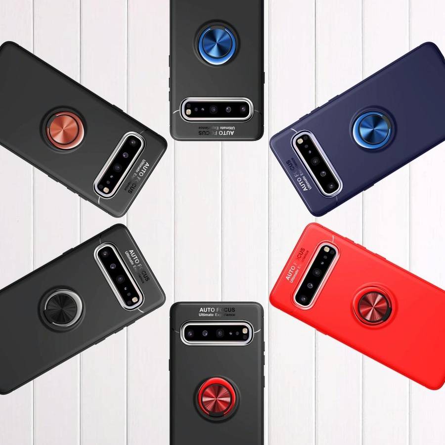 Magnetic 360 Degree Rotation Ring Holder Armor Shockproof TPU Case for Galaxy S10 5G (Red)