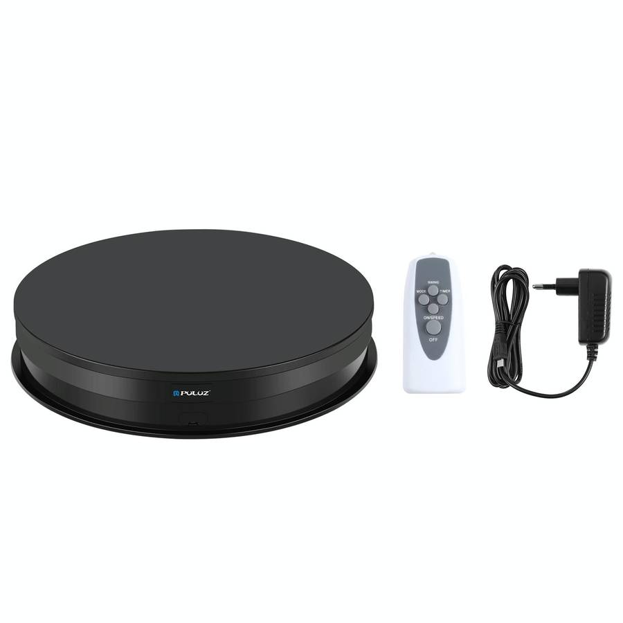 PULUZ 30cm Adjusting Speed Rotating Turntable Display Stand, Load 10-15kg, EU Plug (Black)
