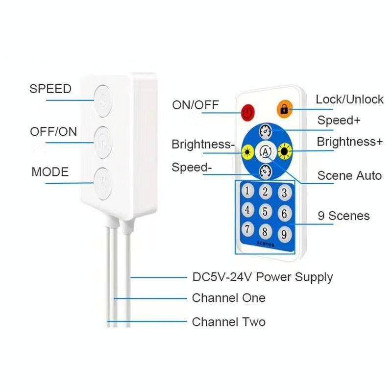 Mobile APP Control Dual Signal Output Bluetooth LED Controller Kit, DC 5V-24V