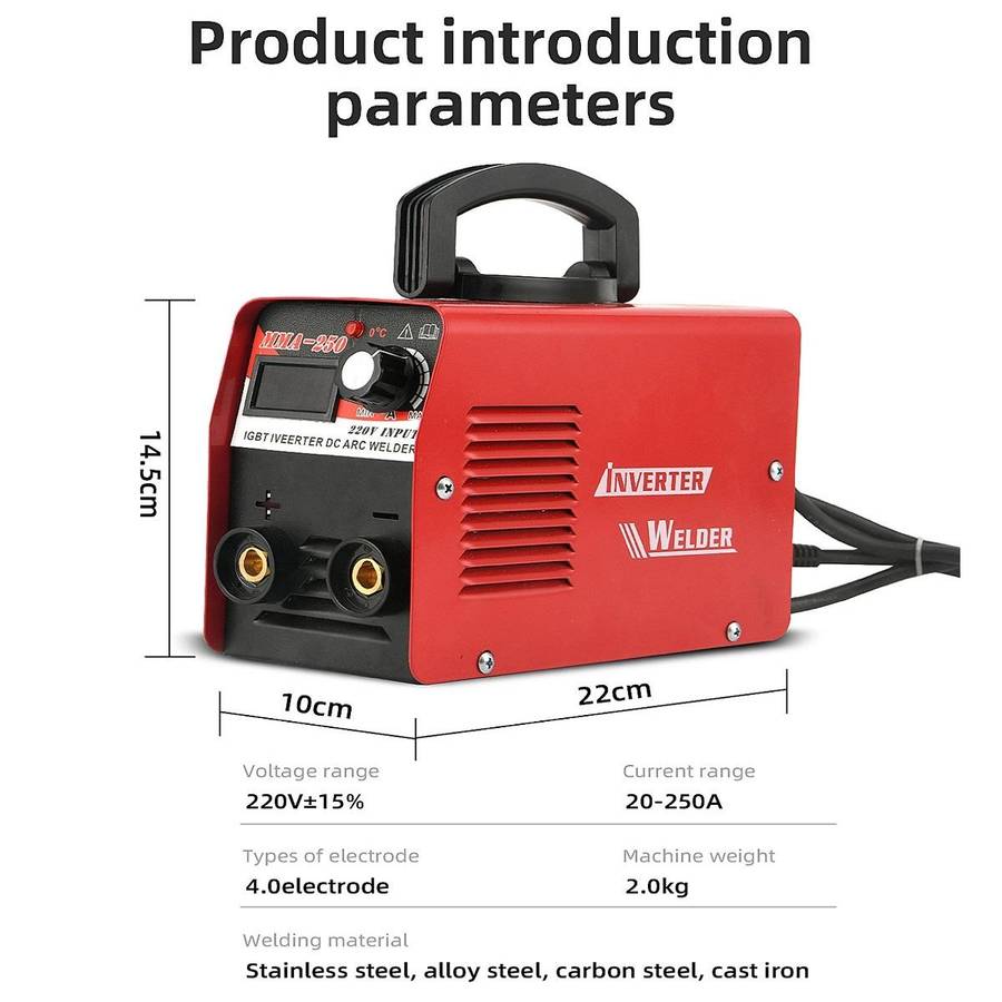 MMA-250 Household Small Intelligent DC Handheld Electric Welder EU Plug