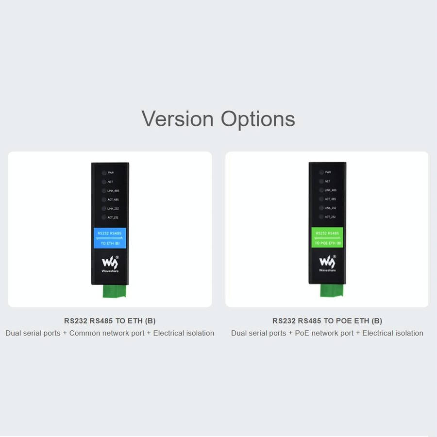 Waveshare RS232 RS485 To RJ45 Ethernet Serial Server, Spec: RS232 RS485 TO ETH (B)