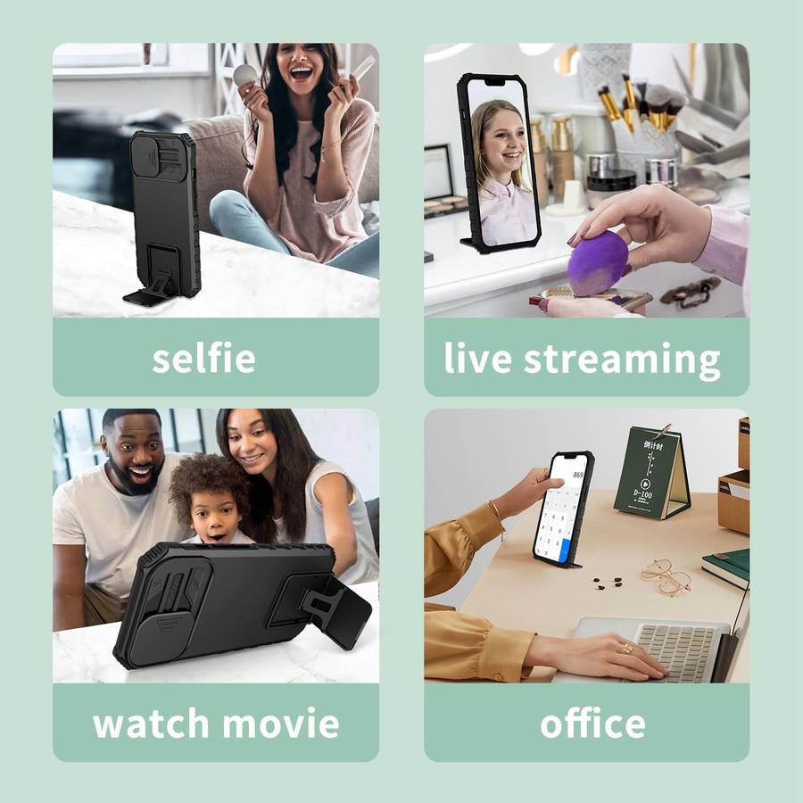 For Samsung Galaxy Note20 Ultra Stereoscopic Holder Sliding Camshield Phone Case(Black)