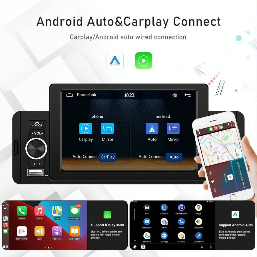 A3107 5 inches Car MP5 Wired CarPlay Universal Bluetooth Player With Microphone, Style: Standard+...