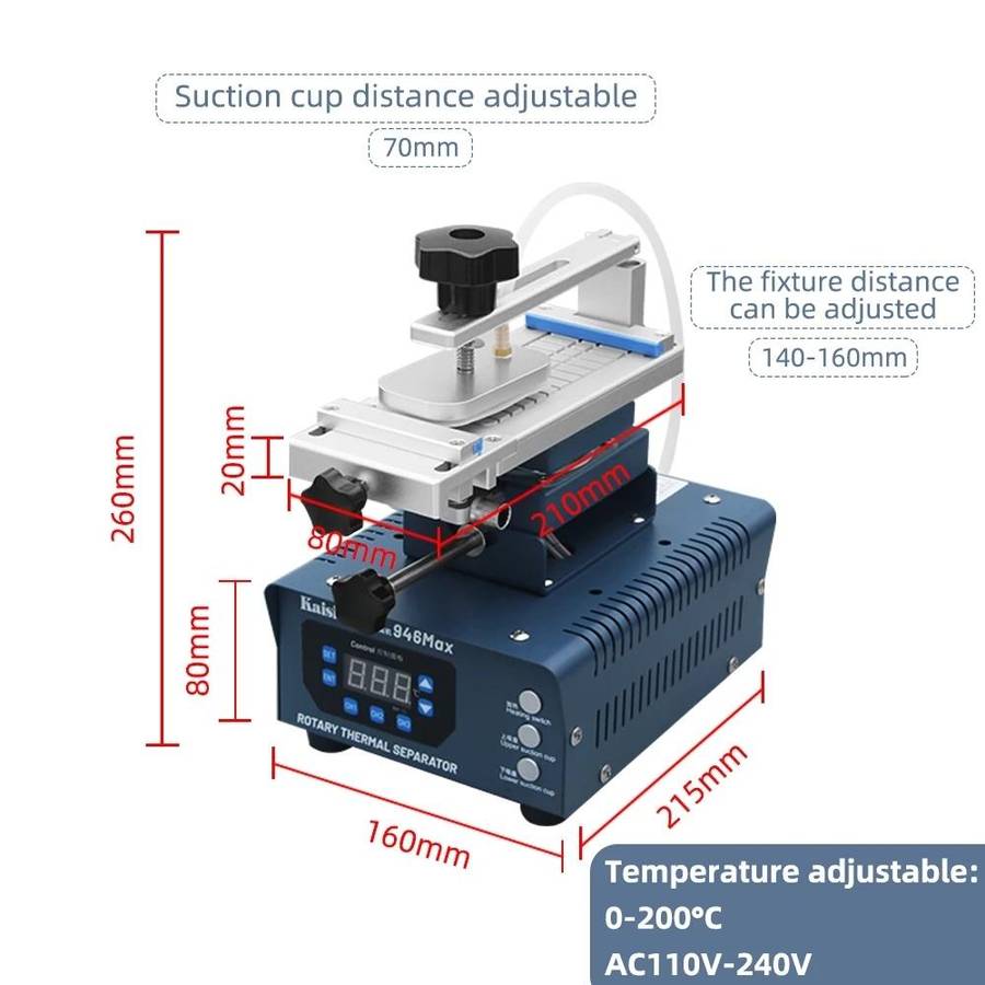 Kaisi 946 Max Double Vacuum Pumps LCD Separator Rotating Thermal Machine, EU Plug