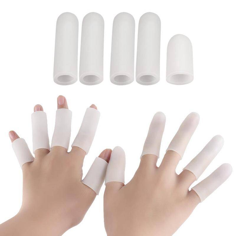 5pcs/Set Gel Finger Cots Hand Joint Crack Protector, Color: Close Style White