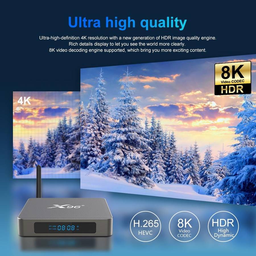 X96 X6 8K Smart TV BOX Android 11.0 Media Player, RK3566 Quad Core ARM Cortex A55, RAM: 4GB, ROM:...