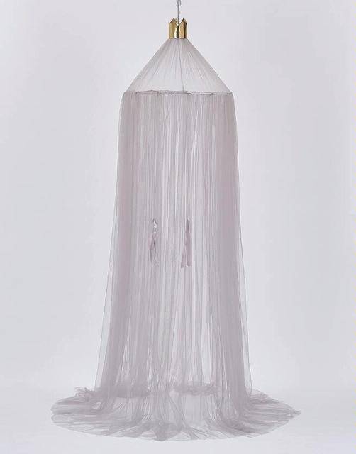 Baby Bed Curtain Hung Dome Mosquito Net Girls Crown Hanging Net Princess Tents(Gray)