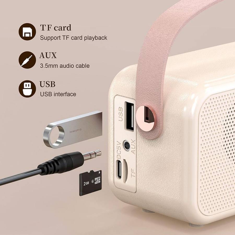S11 Handheld Retro Alarm Clock Bluetooth Speaker Desktop Portable Clock(Pink)
