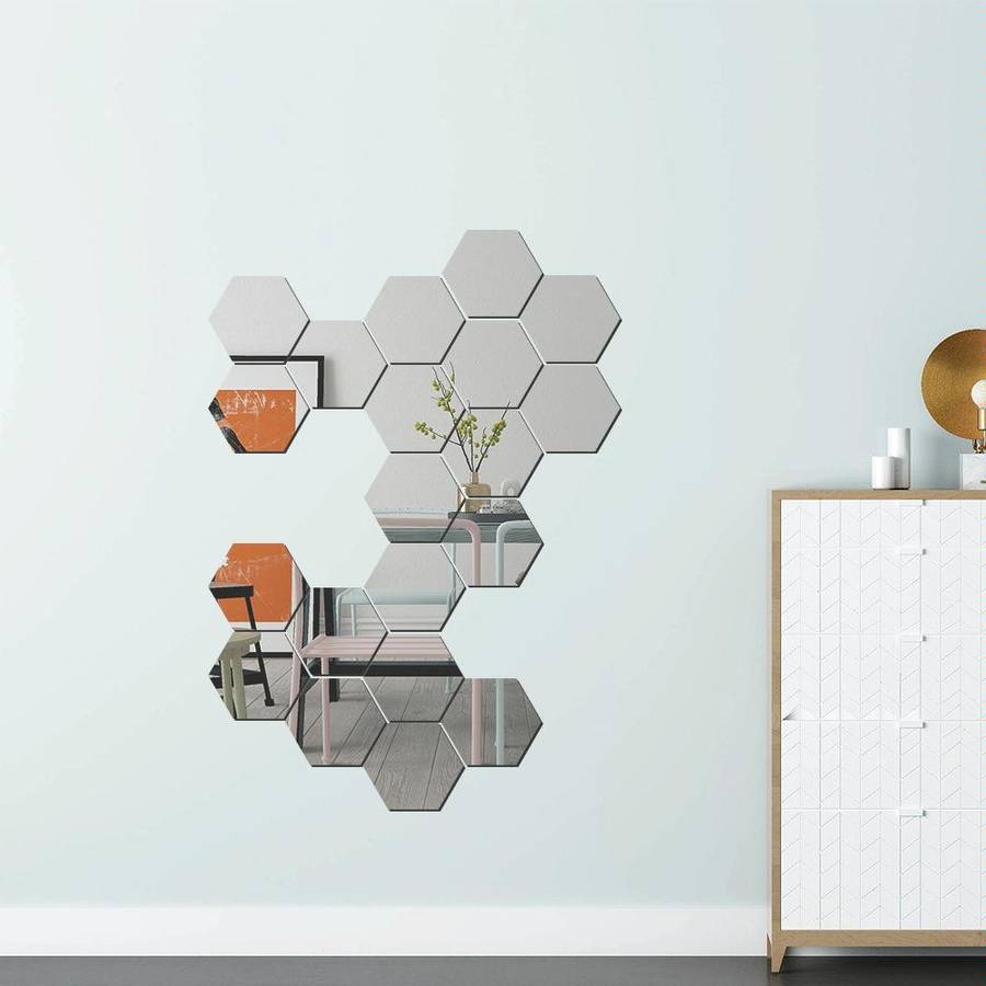Ym300 16 PCS / Set Home Personal Wall Stickers DIY Acrylic Wall Decorative Mirror(Quartet Silver)