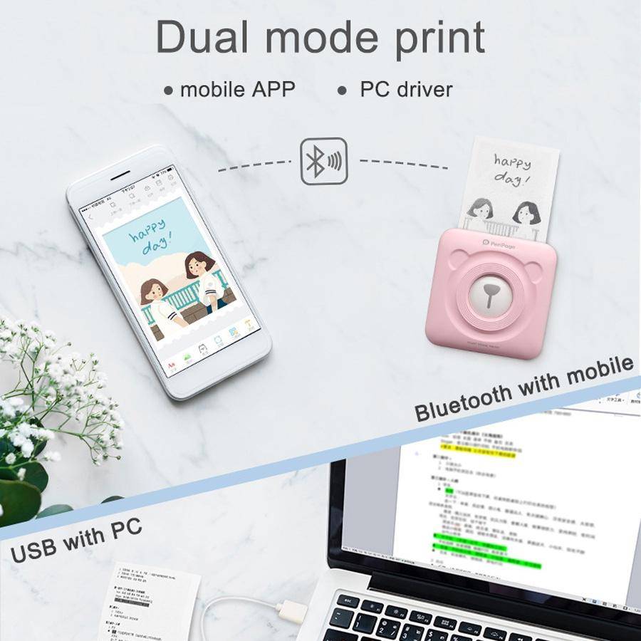 Peripage A6 Portable Inkless Pocket Thermal Bluetooth Printer(White)
