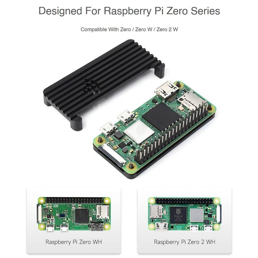 Waveshare Aluminum Alloy Protection Case for Raspberry Pi Zero Series, Fits Zero / Zero 2 W