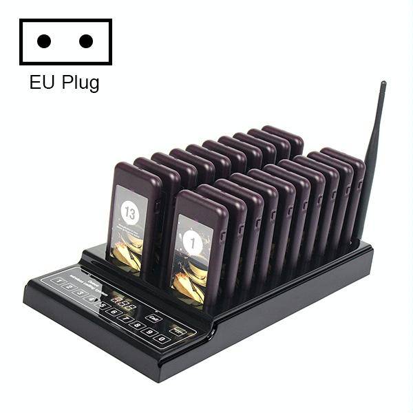 QC100 999 Channel Restaurant Wireless Paging Queuing Calling System with 20 Call Coaster Pagers, ...