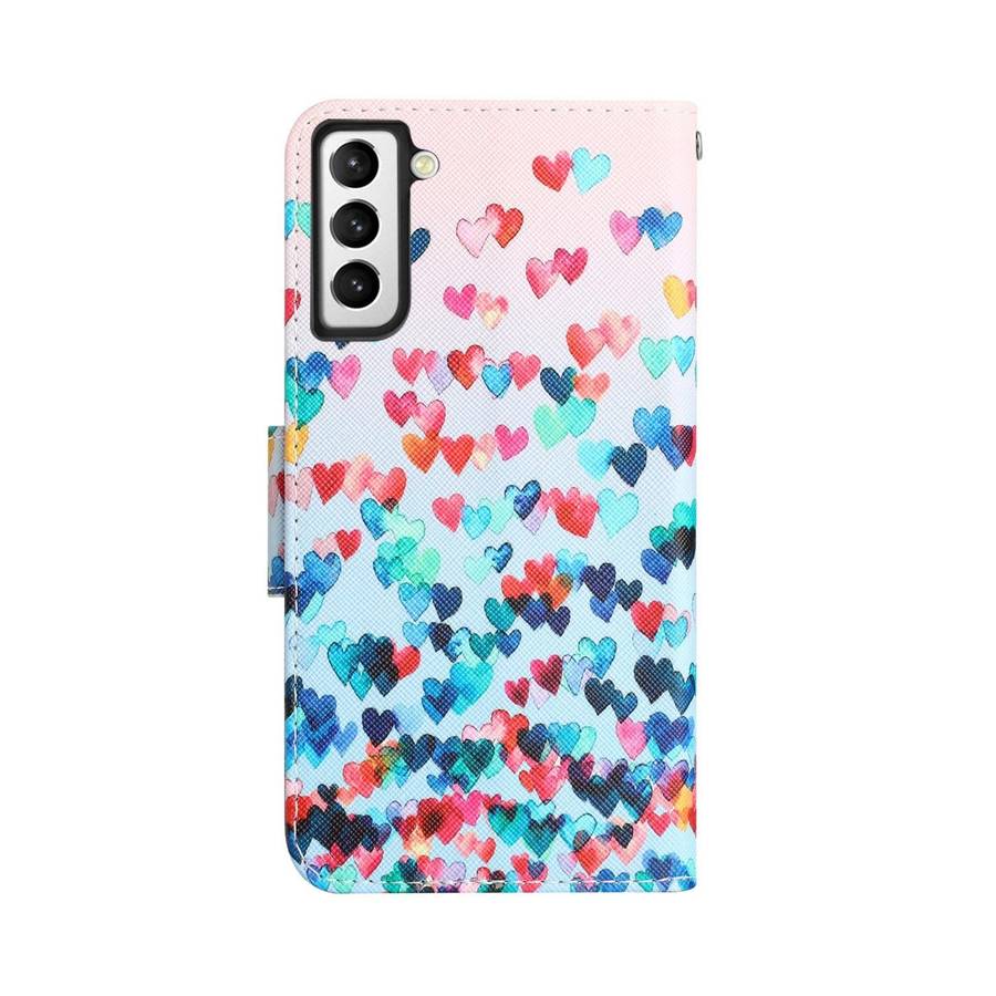 For Samsung Galaxy S21 FE 5G Colored Drawing Leather Phone Case(Heart)