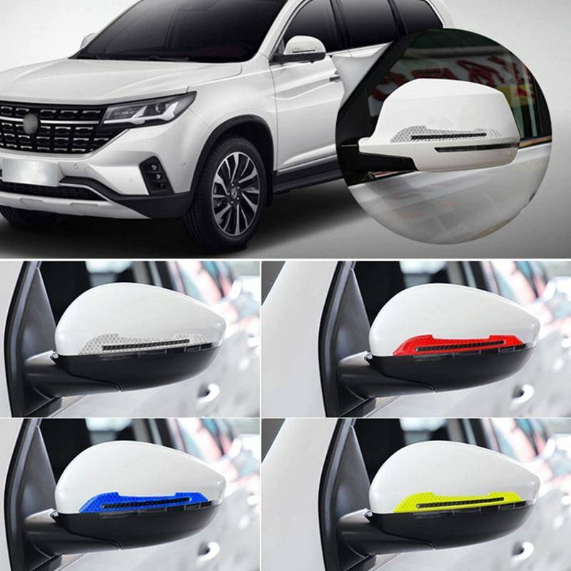 4 Sets Car Reflective Sticker Door Border Anti-Collision Strip Leaf Board Personality Rear View M...