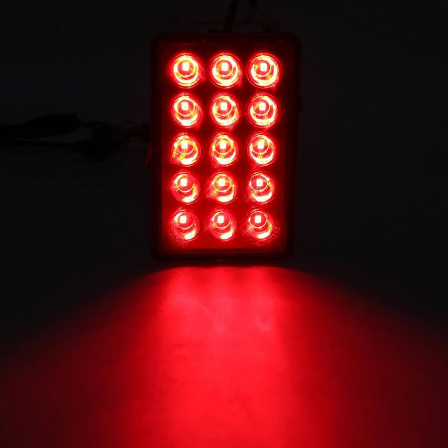 DC12V 1W Car Square Highlight Brake Lights Reversing Light with 15LEDs SMD-3528 (Red)