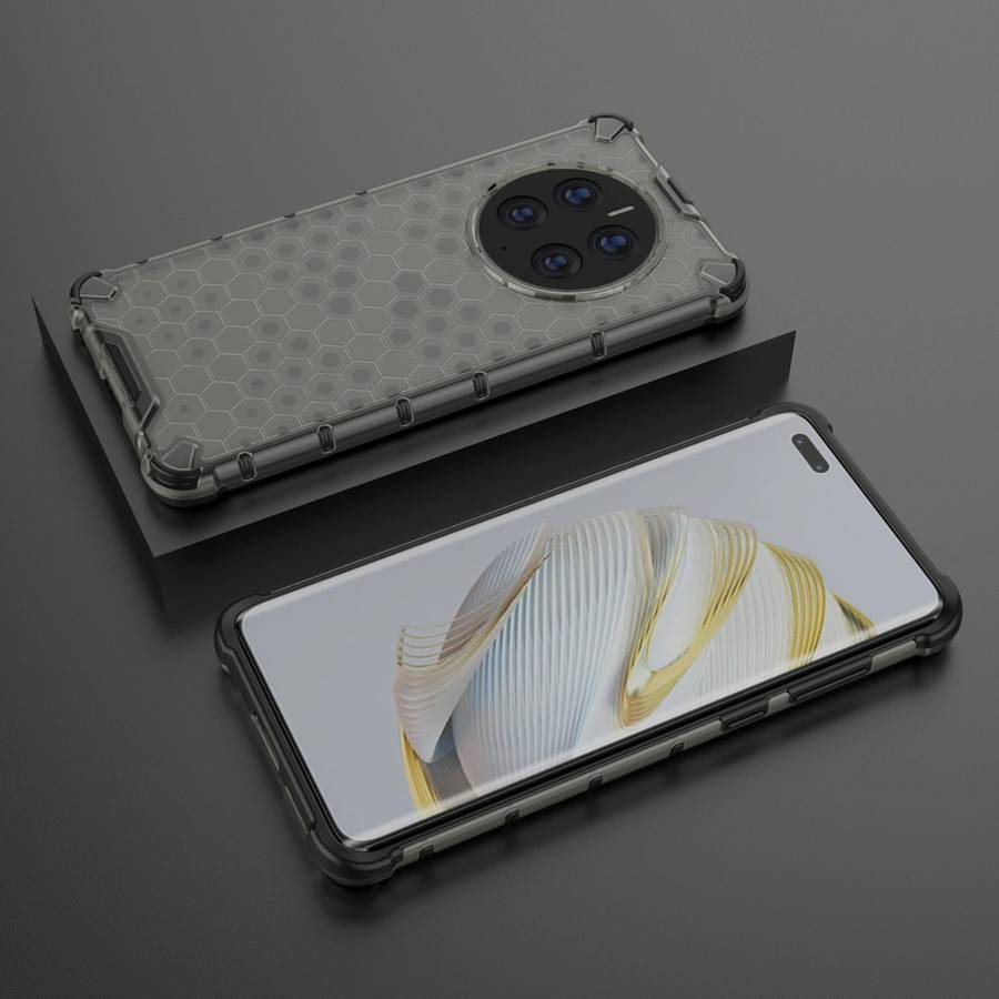 For Huawei Mate 50 Pro Shockproof Honeycomb PC + TPU Phone Case(Black)
