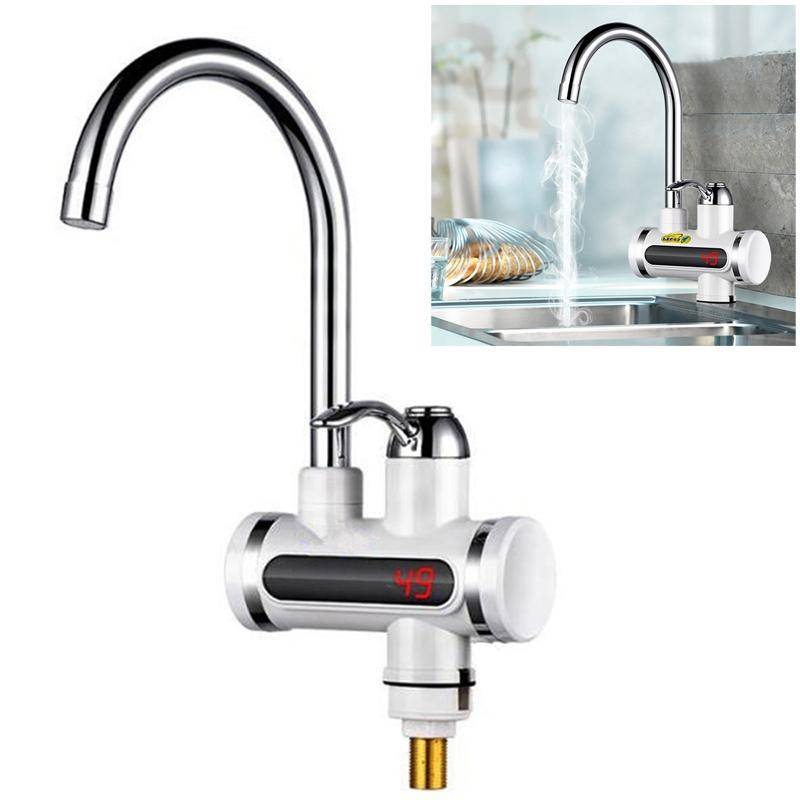 220V Kitchen Tankless Water Heater Instant Electric Faucet Electric Heater Tap with Temperature D...