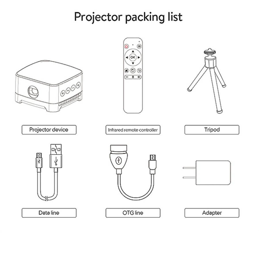 P07-D Mini 50 Lumens Android Home Theater Bluetooth LED Projector with Remote Control, Support Mi...