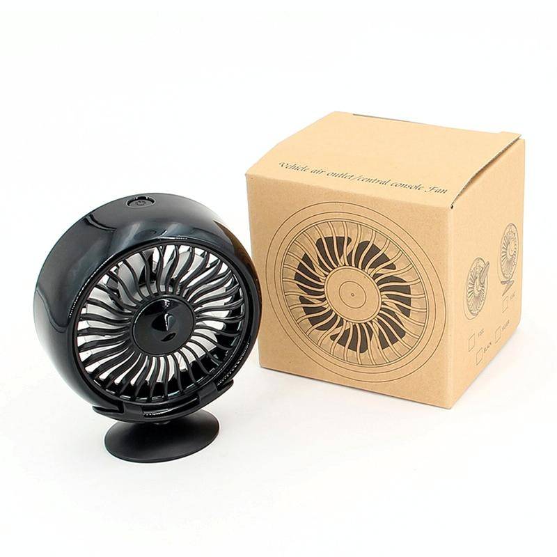 F102 Vehicle Dashboard Multi-function USB Colorful Lights Fan(Black)
