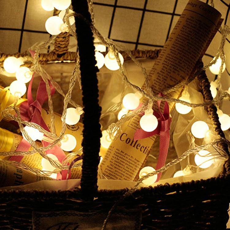 LED Waterproof Ball Light String Festival Indoor and Outdoor Decoration, Color:Warm White 50 LEDs...