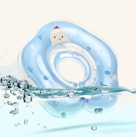 Cute Cartoon Chick Pattern Transparent PVC Adjustable Inflatable Baby Swimming Float Ring Neck Ri...