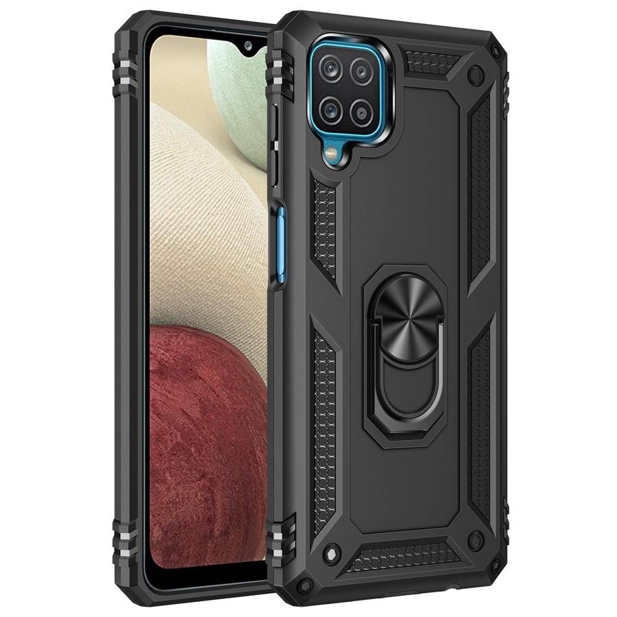 For Samsung Galaxy A12 5G Shockproof TPU + PC Protective Case with 360 Degree Rotating Holder(Black)