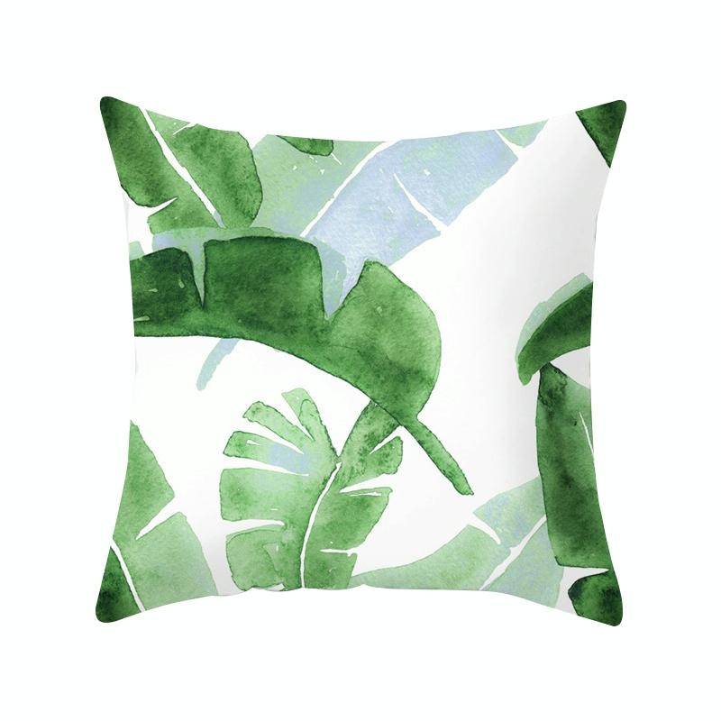 Tropical Plants Pillow Case Polyester Decorative Pillowcases Green Leaves Throw Pillow Cover Squa...