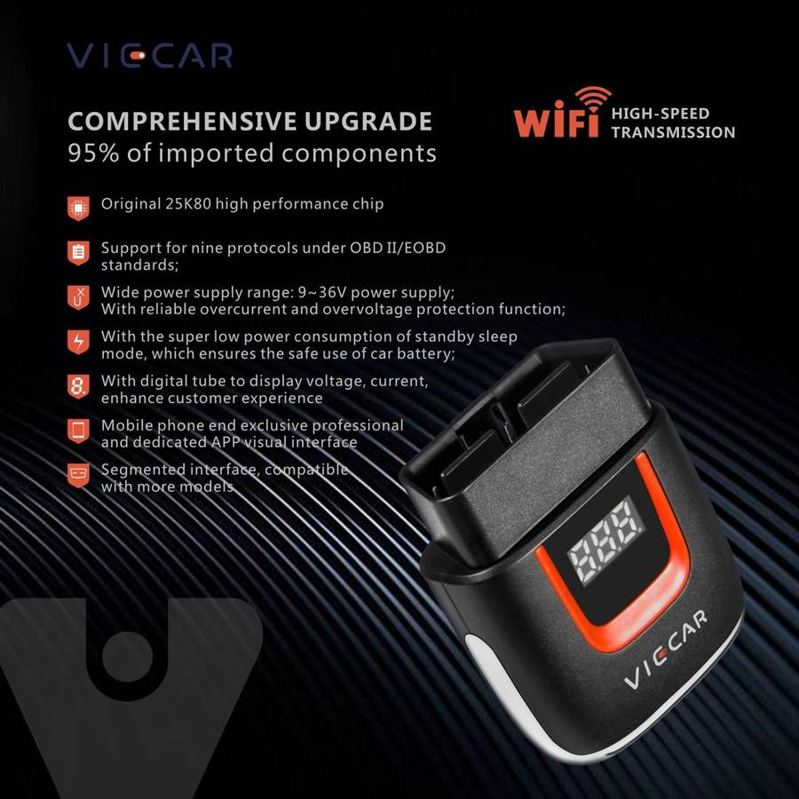 Viecar VP004 Car Mini OBD + USB / Type-C Interface Fault Detector V1.5 WiFi Diagnostic Tool