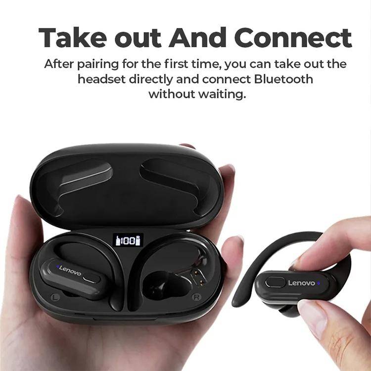 Lenovo XT60 Bluetooth 5.3 Ear-mounted Sports Wireless Bluetooth Earphone (Black)