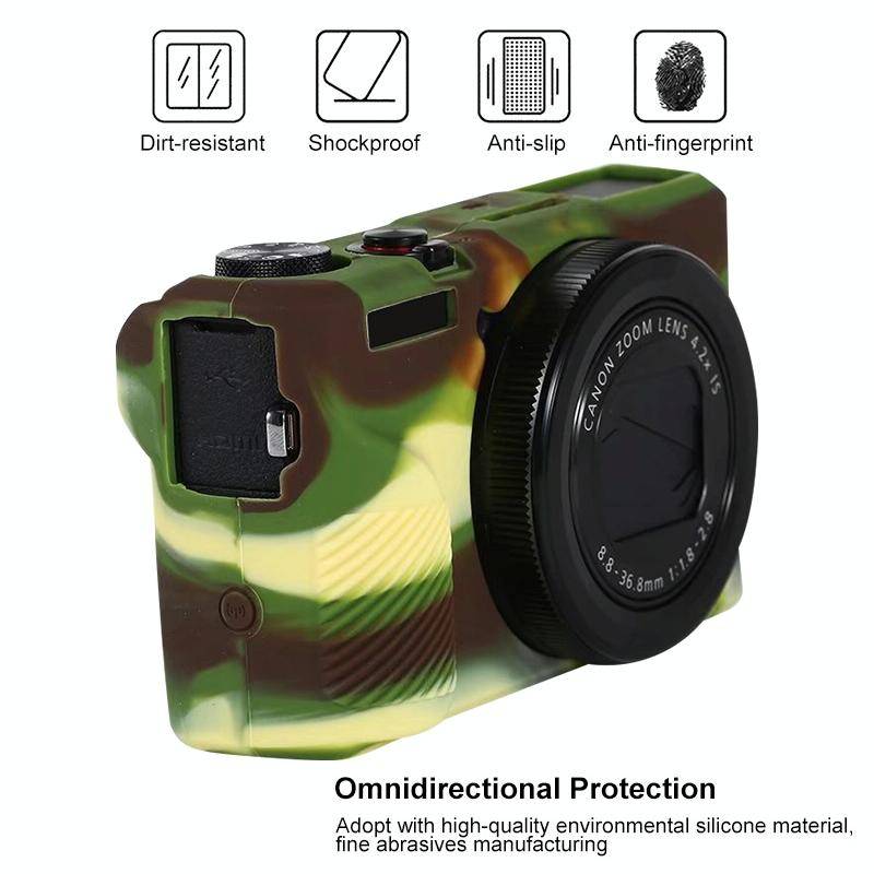 For Canon PowerShot G7 X Mark III / G7X III / G7X3 Soft Silicone Protective Case(Camouflage)