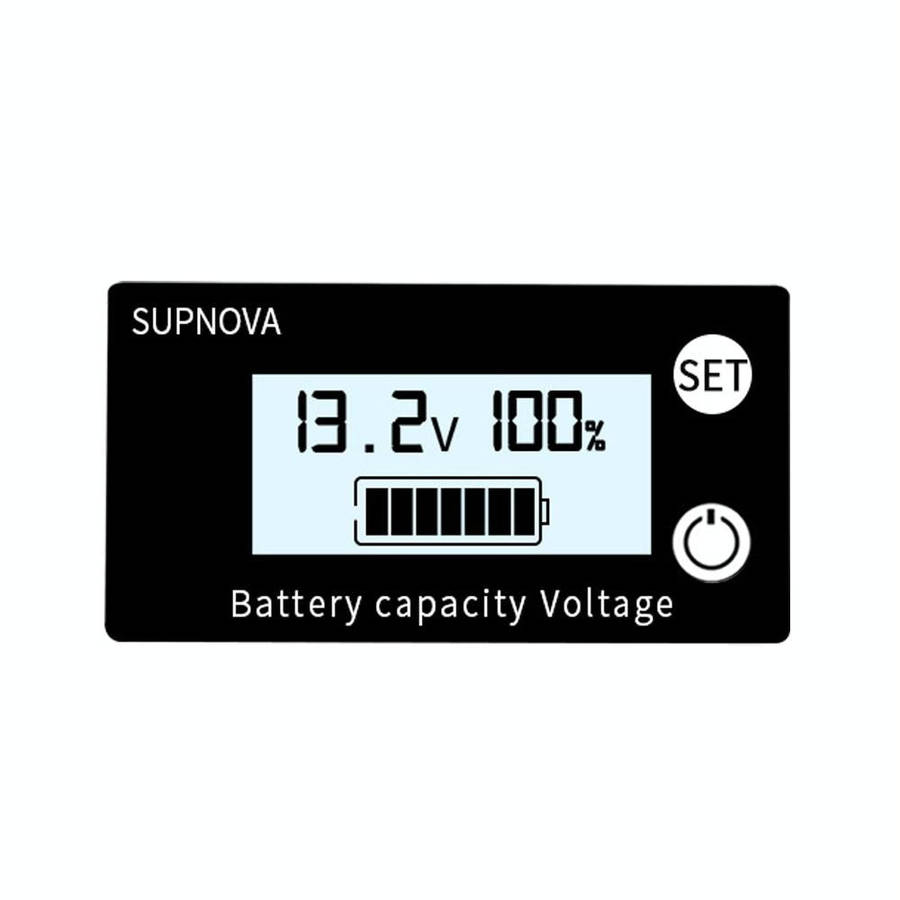 SUPNOVA DC 8-100V Battery Capacity Indicator Voltmeter Voltage Gauge,Style: White + Alarm + Tempe...