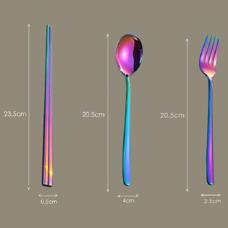 3 PCS / Set Creative Stainless Steel Spoon Fork Chopsticks Portable Tableware Set, Color:Black
