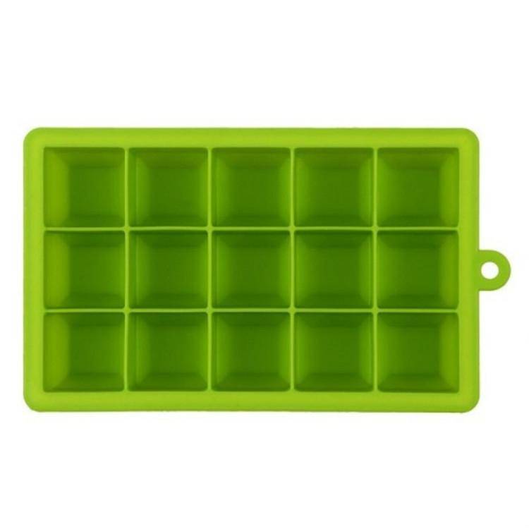 15 Grids DIY Big Ice Cube Mold Square Shape Silicone Ice Tray Fruit Ice Cream Maker(Green)