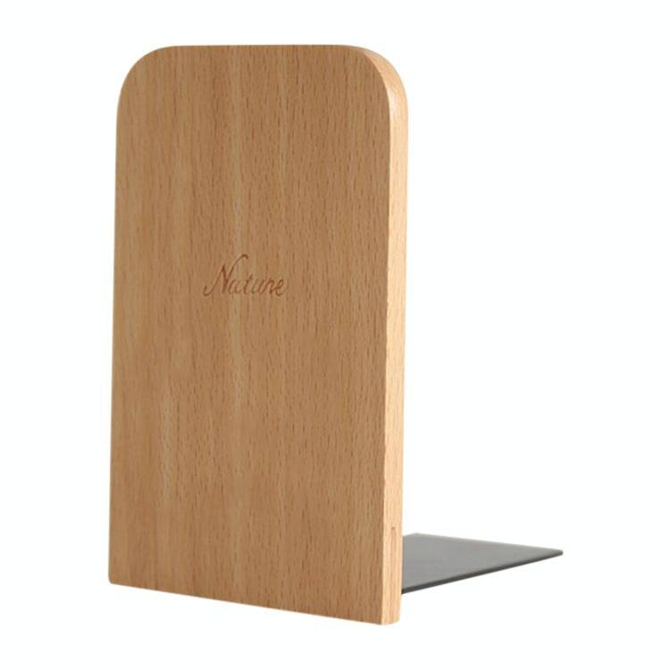Anti-skid Bookends Shelf Holder Book Nature Wood Stand(Square)