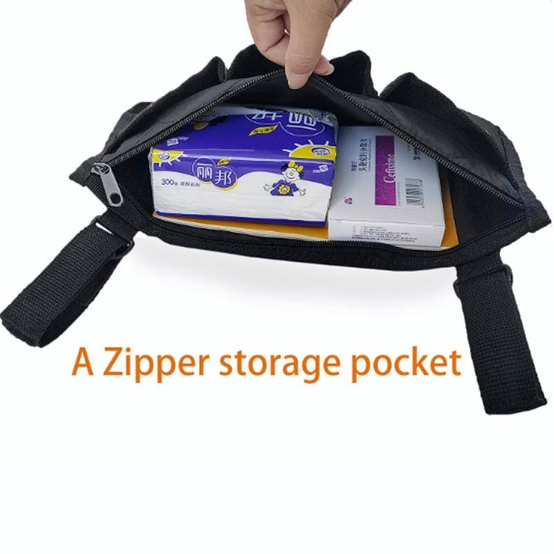 Walking Aid Wheelchair Armrest Side Storage Bag Car Storage Hanging Bag(Black)