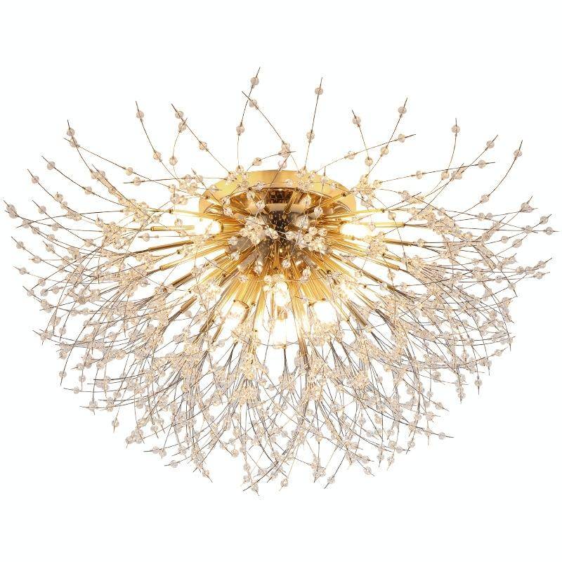 Bedroom Crystal Ceiling Lamp Creative Dandelion Living Room Lamp Dining Room Lamp, Style:Golden (...