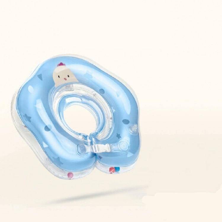 Cute Cartoon Chick Pattern Transparent PVC Adjustable Inflatable Baby Swimming Float Ring Neck Ri...