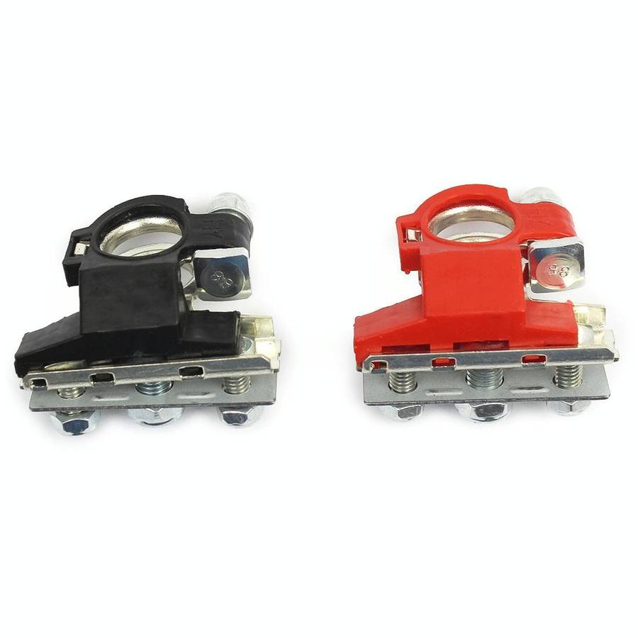 FOXSUR 1 Pair Car Automotive Battery Wire Cable Terminals Clamp Connectors Kit