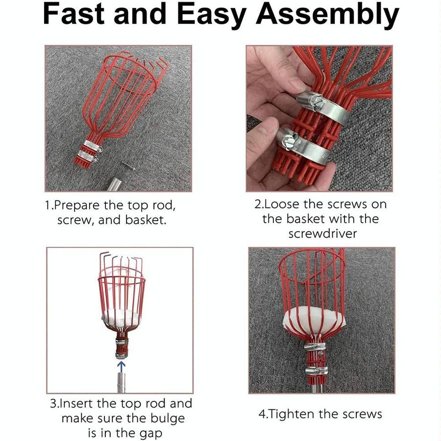 Stainless Steel Aerial Fruit Picker Fruit Picking Tools, Specification: 4 Sections 1.6m