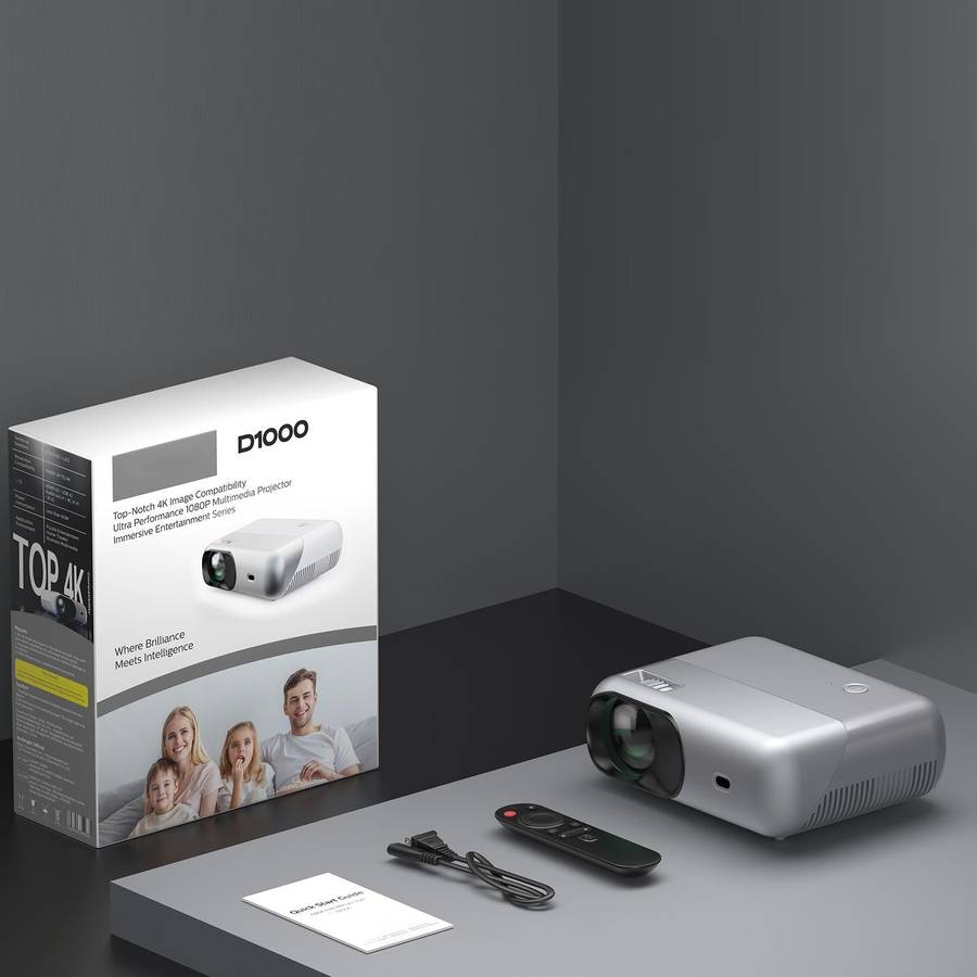D1000 1920x1080P 320ANSI Lumens Portable Mini LCD LED Smart Projector, Screen Mirroring(UK Plug)
