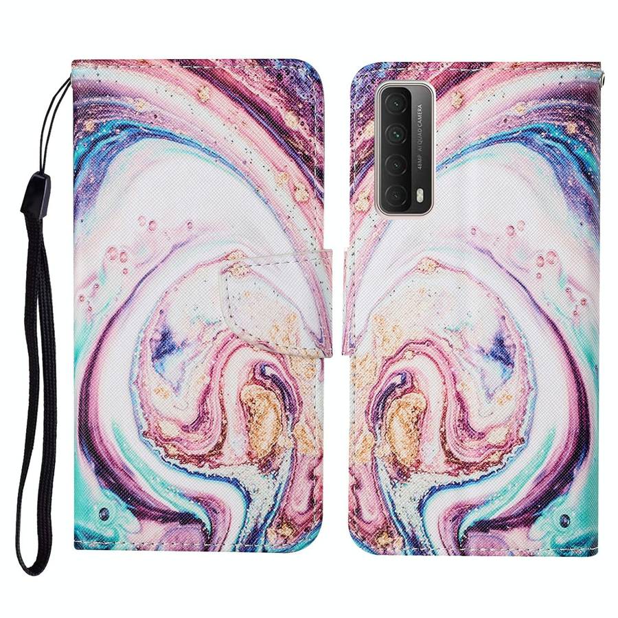 For Huawei P smart 2021 Colored Drawing Pattern Horizontal Flip Leather Case with Holder & Card S...